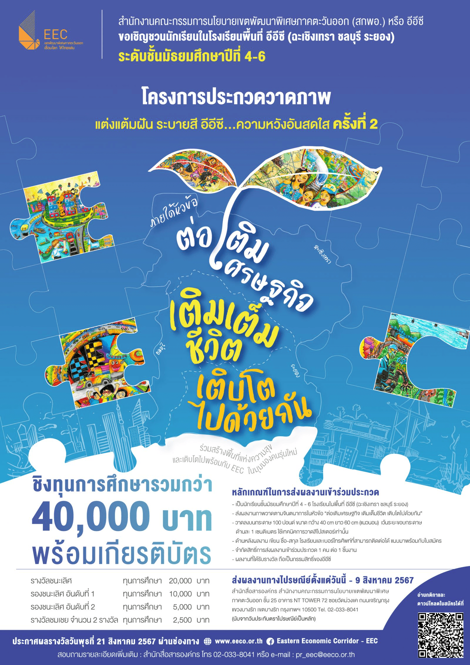 อีอีซี จัดประกวดวาดภาพ ปีที่ 2 “ต่อเติมเศรษฐกิจ เติมเต็มชีวิต เติบโตไปด้วยกัน” จุดประกายความหวังเด็กไทย ร่วมพัฒนาชุมชนบ้านเกิด